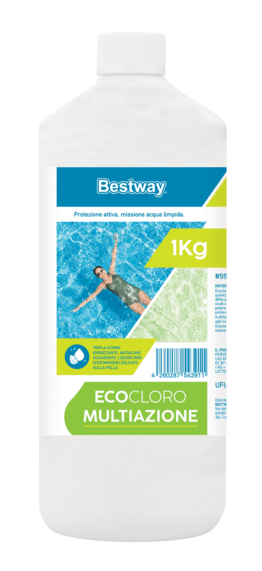 Trattamento chimico dell'acqua Ecocloro multiazione per piscina, 1 kg Bestway 1