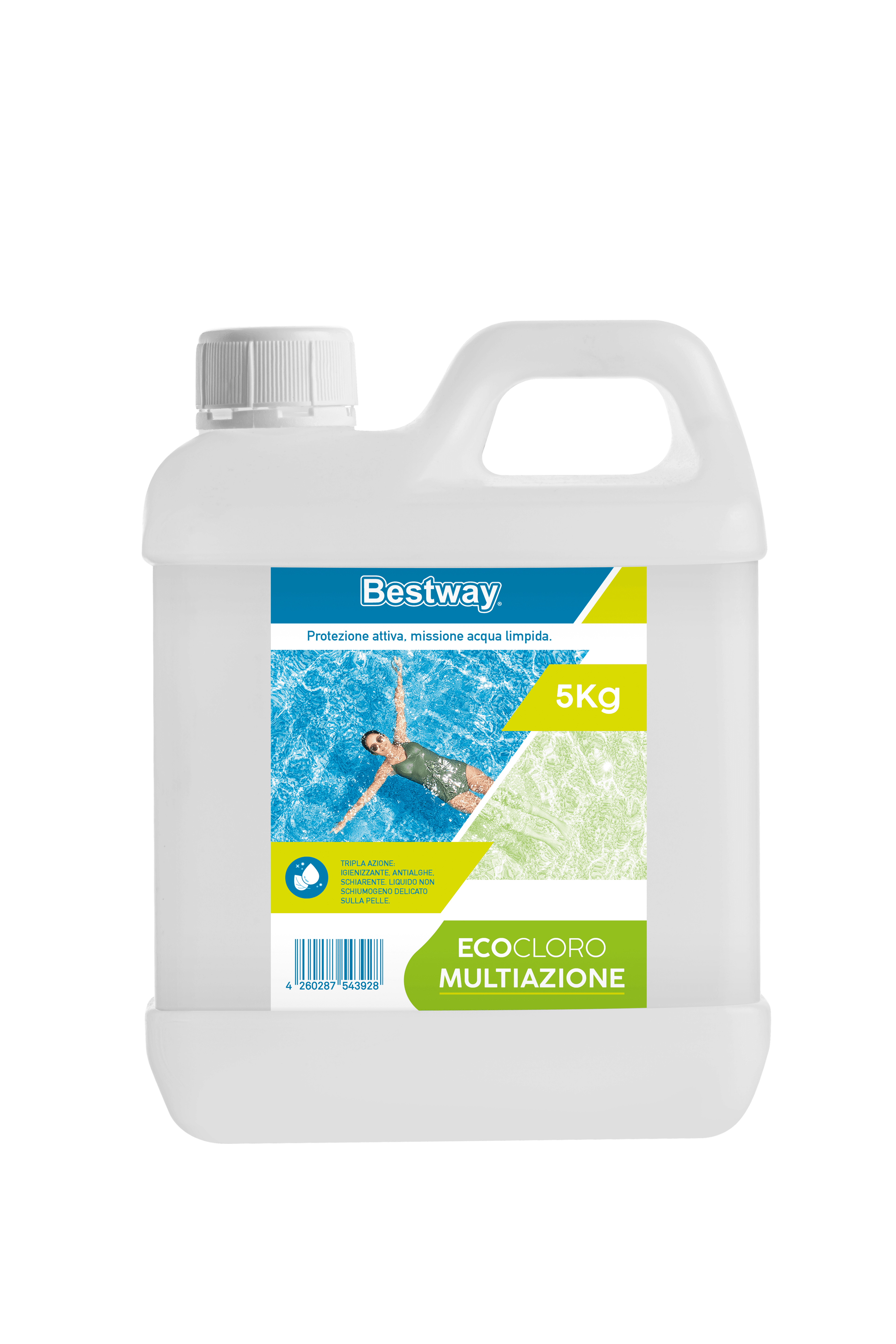 Trattamento chimico dell'acqua Ecocloro multiazione per piscina, 5 kg Bestway 1