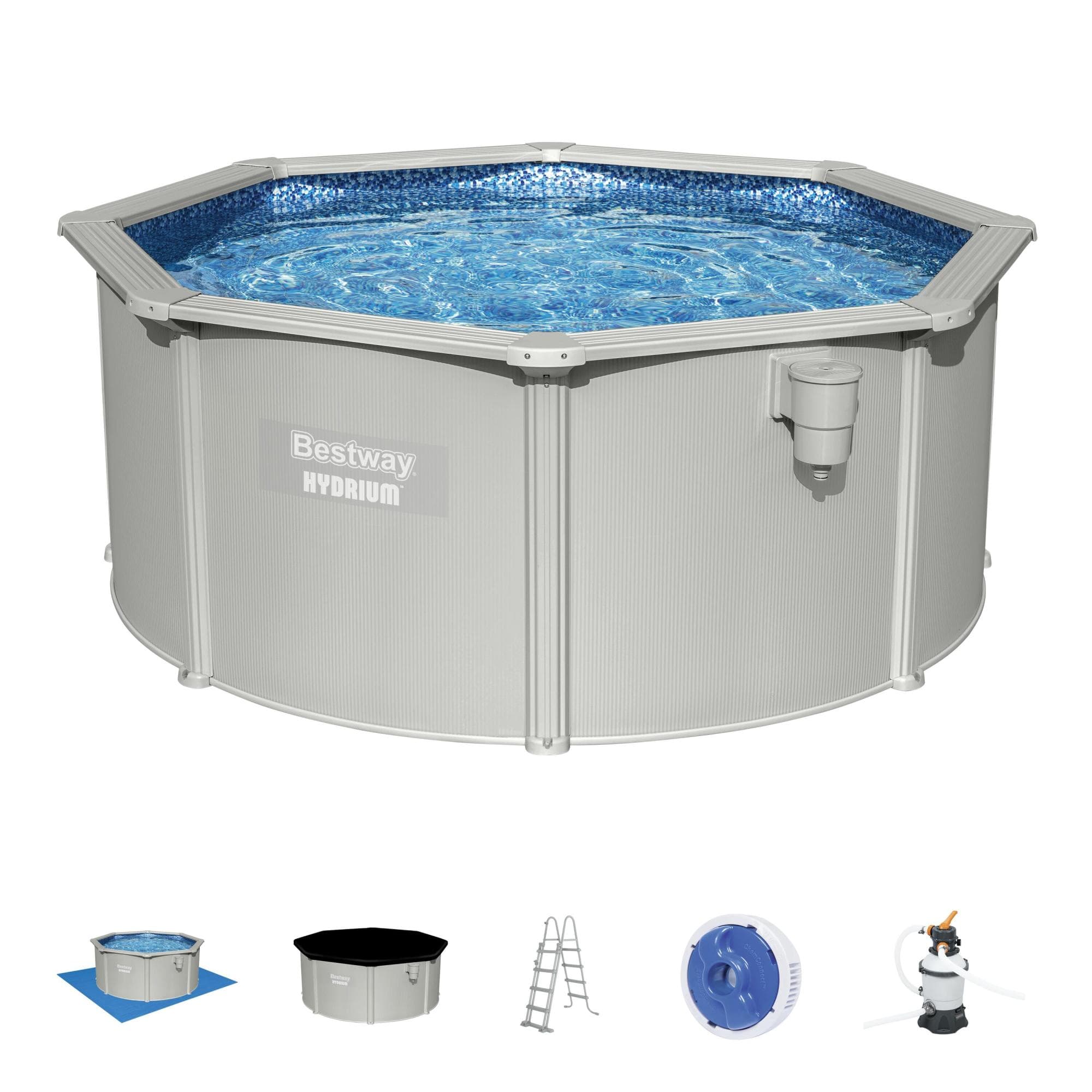 Piscine fuori terra Set piscina Hydrium grigio chiaro da 305x122 cm Bestway 1
