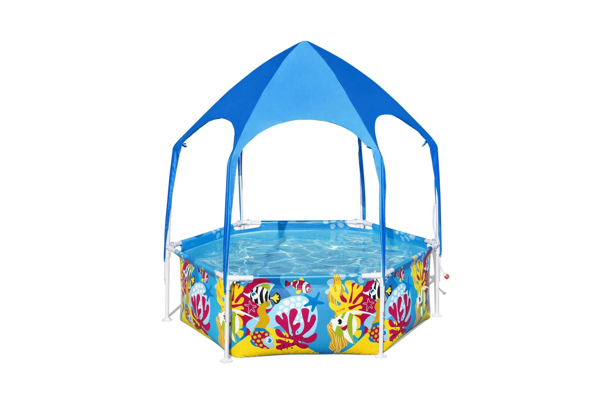 Giochi gonfiabili per bambini Piscinetta con parasole UV Careful Splash-in-Shade blu da 183x51 cm Bestway 1