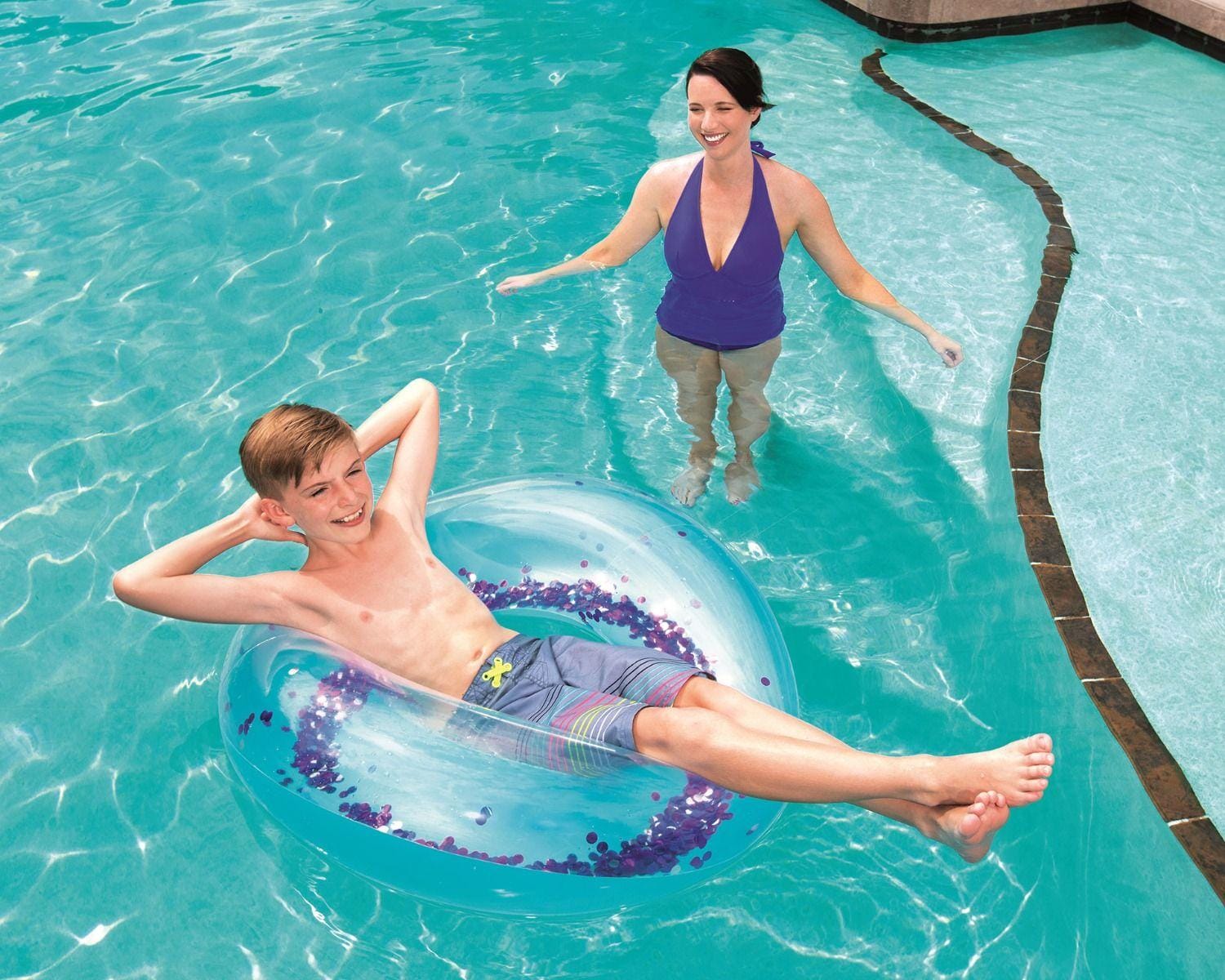 Gonfiabili mare per adulti Ciambella gonfiabile Glitter blu Bestway 1